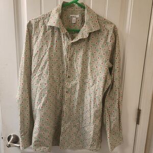 Bar III Slim Fit Floral Geometric Button Down Shirt – Men’s L – Organic Cotton